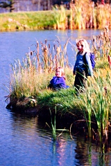 Children enjoying lake area
