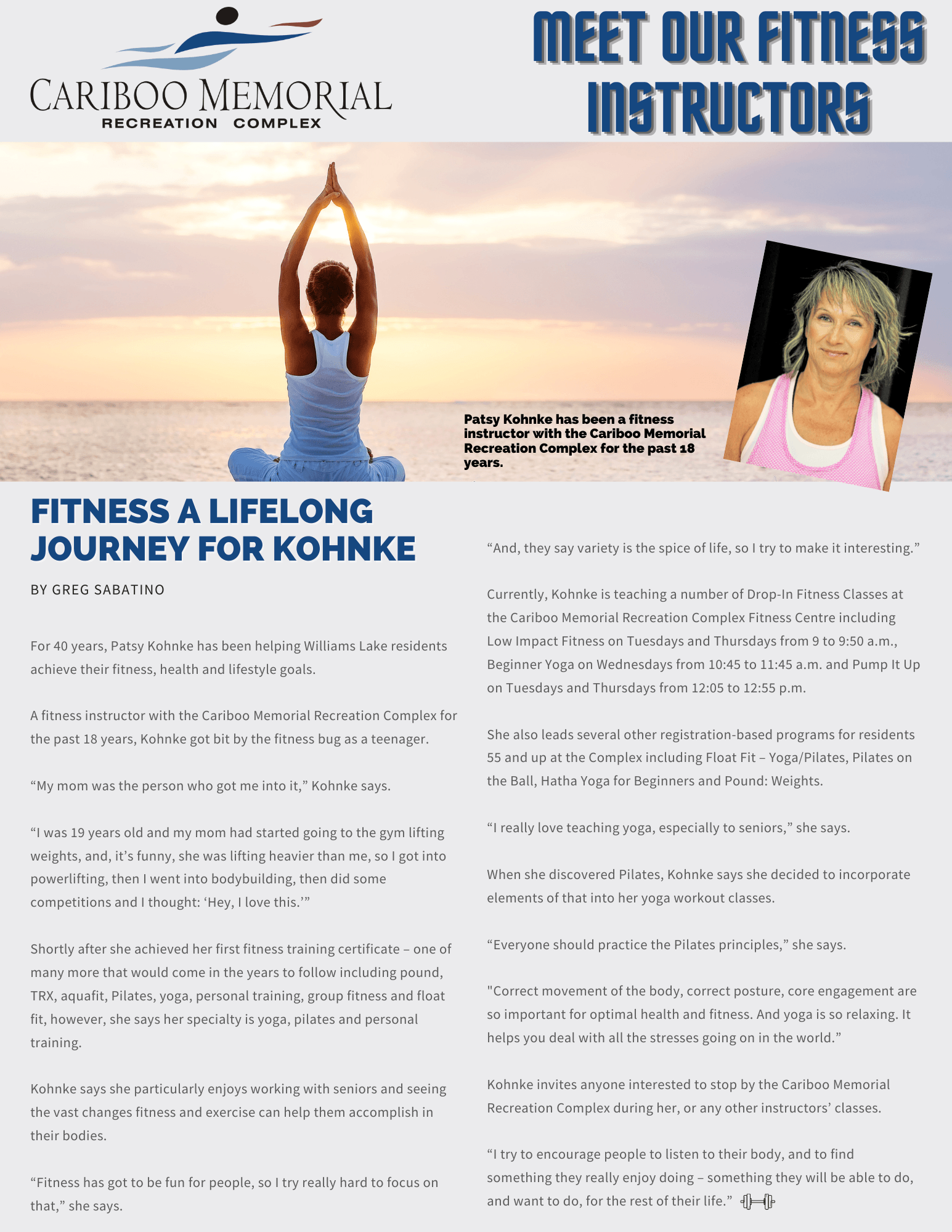 Fitness Instructor - Patsy Kohnke